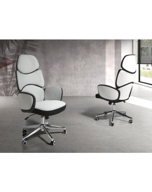 Draaibare bureaufauteuil grijs/wit/staal - 16x64x69 cm