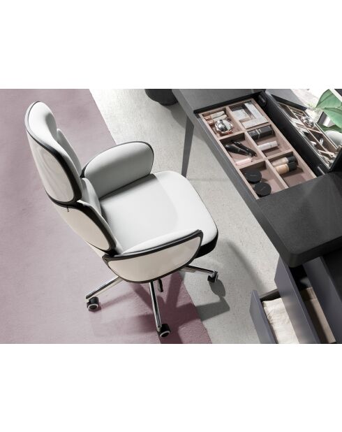 Fauteuil de bureau pivotant  gris/blanc/acier - 16x64x69 cm