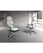 Drehbarer Bürosessel aus grau/weißem Stahl - 16x64x69 cm