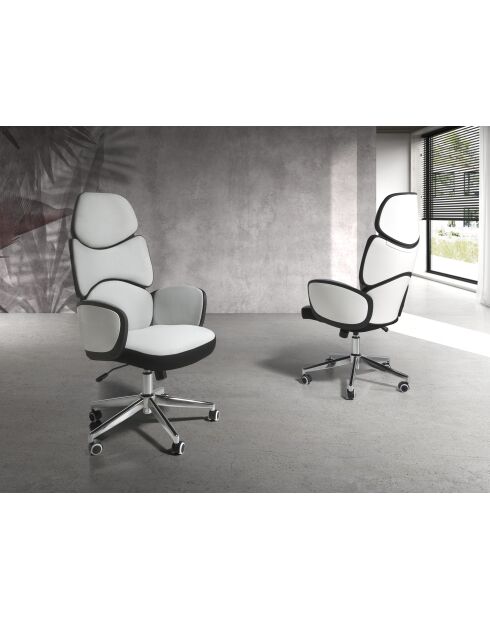 Fauteuil de bureau pivotant  gris/blanc/acier - 16x64x69 cm