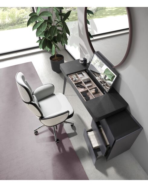 Drehbarer Bürosessel aus grau/weißem Stahl - 16x64x69 cm