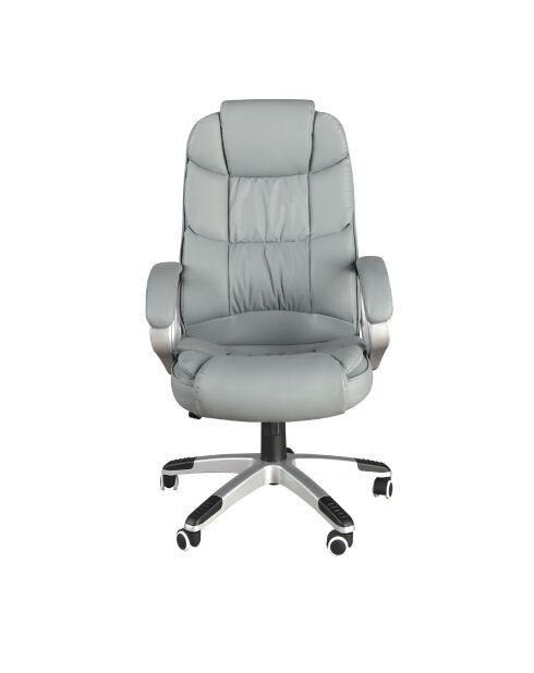 Grijze draaibare bureaufauteuil van imitatieleer - 16x64x72 cm