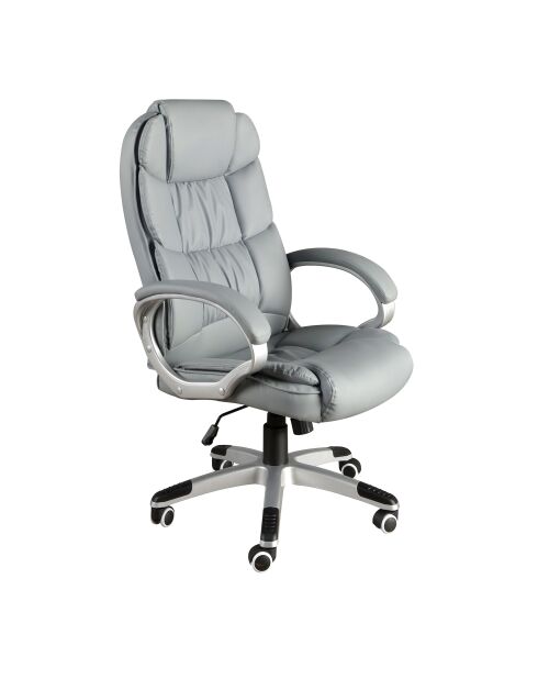 Grijze draaibare bureaufauteuil van imitatieleer - 16x64x72 cm