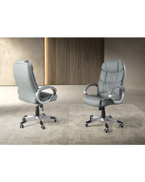 Grijze draaibare bureaufauteuil van imitatieleer - 16x64x72 cm