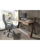 Grauer drehbarer Bürosessel aus Kunstleder - 16x64x72 cm