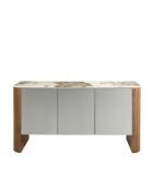 Buffet au design moderne blanc/noyer/argent - 90x160x45 cm