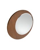 Miroir mural rond  avec cadre en bois couleur noyer noyer - 17x110x110 cm