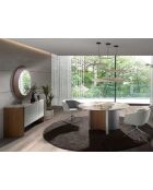 Miroir mural rond  avec cadre en bois couleur noyer noyer - 17x110x110 cm