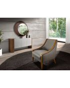 Miroir mural rond  avec cadre en bois couleur noyer noyer - 17x110x110 cm