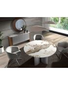 Miroir mural rond  avec cadre en bois couleur noyer noyer - 17x110x110 cm