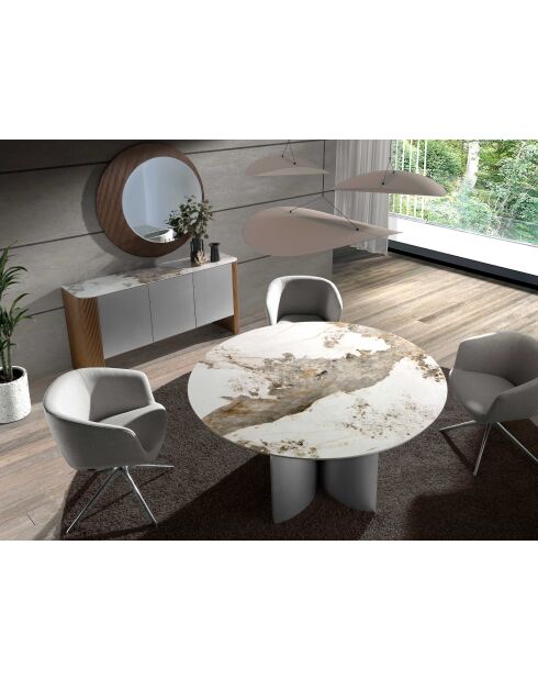 Miroir mural rond  avec cadre en bois couleur noyer noyer - 17x110x110 cm