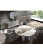 Miroir mural rond  avec cadre en bois couleur noyer noyer - 17x110x110 cm