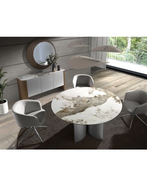 Miroir mural rond  avec cadre en bois couleur noyer noyer - 17x110x110 cm