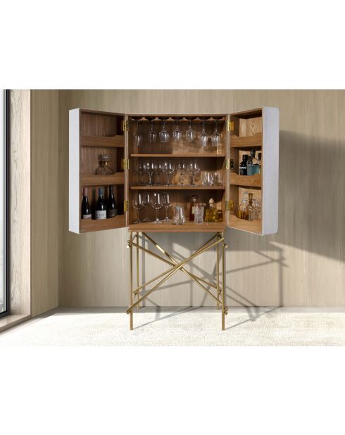 Buffet haut  gris clair/or - 70x82x53 cm