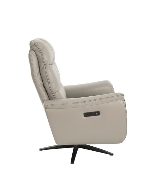 Relax draaibare leren fauteuil met armleuningen grijs/zwart - 54x85x80 cm