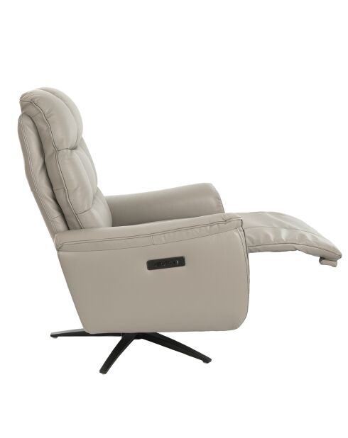 Relax draaibare leren fauteuil met armleuningen grijs/zwart - 54x85x80 cm