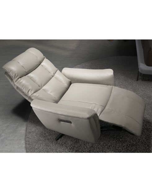 Relax draaibare leren fauteuil met armleuningen grijs/zwart - 54x85x80 cm