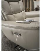 Relax Drehsessel aus Leder mit Armlehnen grau/schwarz - 54x85x80 cm