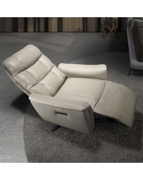 Relax Drehsessel aus Leder mit Armlehnen grau/schwarz - 54x85x80 cm