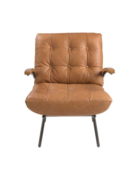 Lederen fauteuil met armleuningen bruin/gezwart staal - 22x70x91 cm