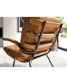 Lederen fauteuil met armleuningen bruin/gezwart staal - 22x70x91 cm