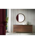 Miroir mural rond  noyer - 15,5x90x90 cm