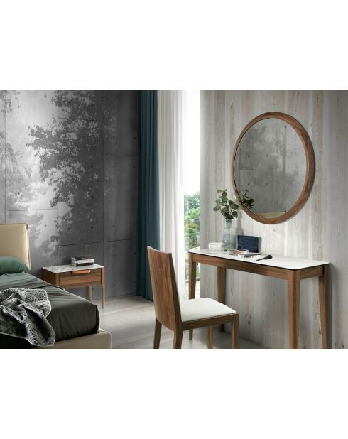 Miroir mural rond  noyer - 15,5x90x90 cm