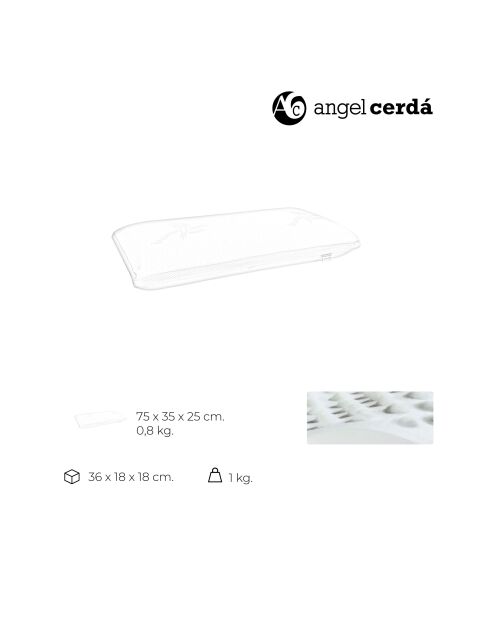 Oreiller haut de gamme avec noyau viscoélastique perforé blanc - 0,8x75x35 cm