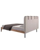 Lit double  avec tête de lit originale gris/noyer - 52x172x216 cm