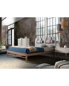 Lit double  avec tête de lit originale gris/noyer - 52x172x216 cm