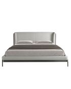 Lit double  avec tête de lit originale gris/acier - 107x218x229 cm