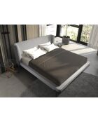 Lit double  avec tête de lit originale gris/acier - 107x218x229 cm