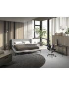 Lit double  avec tête de lit originale gris/acier - 107x218x229 cm