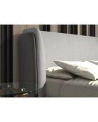 Lit double  avec tête de lit originale gris/acier - 107x218x229 cm