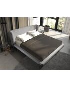 Lit double  avec tête de lit originale gris/acier - 107x218x229 cm