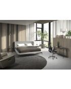 Lit double  avec tête de lit originale gris/acier - 107x218x229 cm