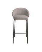 Tabouret en tissu et dossier en placage de noyer gris/noyer - 53x51x98 cm