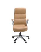 Drehbarer Bürosessel in modernem Design in Braun/Grau/Stahl - 16,5 x 66 x 72 cm