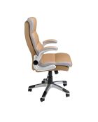 Drehbarer Bürosessel in modernem Design in Braun/Grau/Stahl - 16,5 x 66 x 72 cm