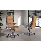 Drehbarer Bürosessel in modernem Design in Braun/Grau/Stahl - 16,5 x 66 x 72 cm