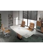 Drehbarer Bürosessel in modernem Design in Braun/Grau/Stahl - 16,5 x 66 x 72 cm