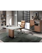 Drehbarer Bürosessel in modernem Design in Braun/Grau/Stahl - 16,5 x 66 x 72 cm