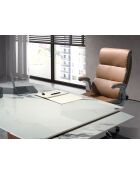 Drehbarer Bürosessel in modernem Design in Braun/Grau/Stahl - 16,5 x 66 x 72 cm