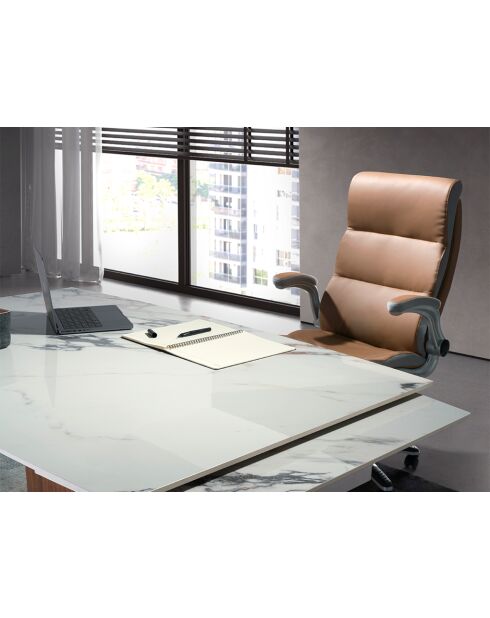 Drehbarer Bürosessel in modernem Design in Braun/Grau/Stahl - 16,5 x 66 x 72 cm