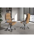 Drehbarer Bürosessel in modernem Design in Braun/Grau/Stahl - 16,5 x 66 x 72 cm