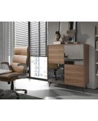 Drehbarer Bürosessel in modernem Design in Braun/Grau/Stahl - 16,5 x 66 x 72 cm