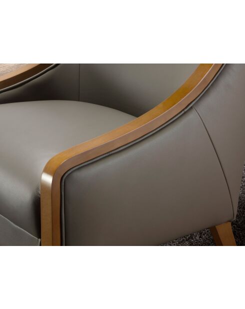 Ledersessel mit Armlehnen grau/honigfarben - 20x68x88 cm