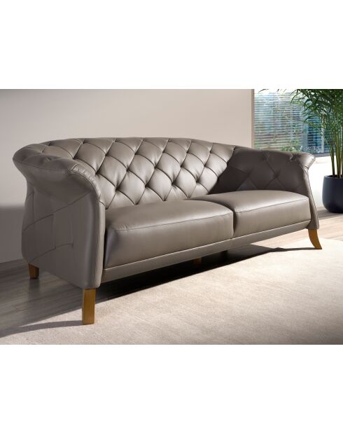 3-zitsbank Chester met modern grijs/honingkleurig design - 82x262x104 cm