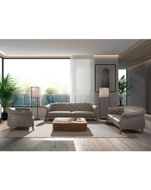 3-zitsbank Chester met modern grijs/honingkleurig design - 82x262x104 cm