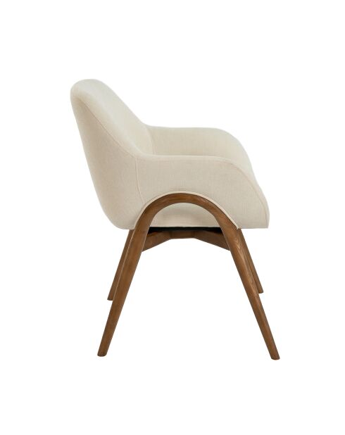 Silla con reposabrazos en nogal/beige - 11x57x64 cm